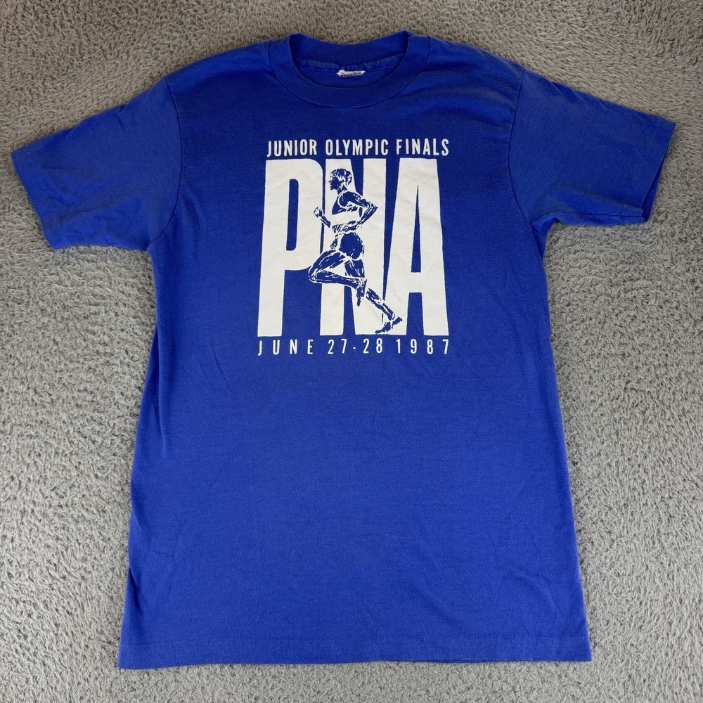 Vintage Pna Junior Olympics 1987 Single Stitch Shirt Blue Men's Medium‎ 80s